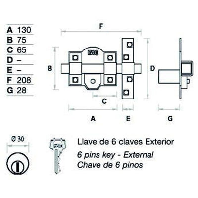 Cerrojo FAC 304F / 130 (2uds.) Plateado