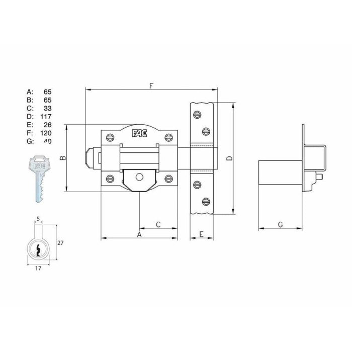 Cerrojo FAC 428R / 65 Plateado Bombillo 40mm.