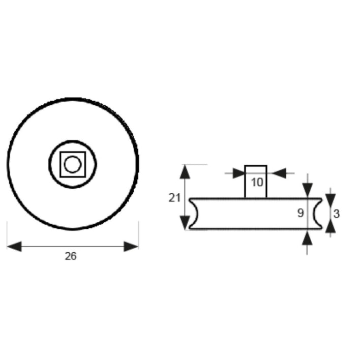Rodamiento para Mampara Articulada con Tornillo RD3 26mm 68224 MICEL
