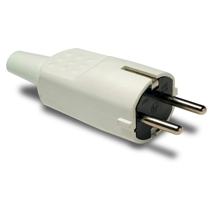 Clavija PVC Blanca Espiga  4,8 mm con TT Lateral, 16A/250V