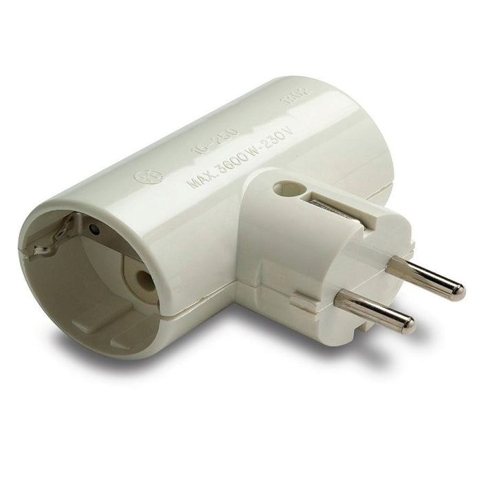 Adaptador Doble TT lateral 16A/250V  Portacontactos en Cerámica Reforzado