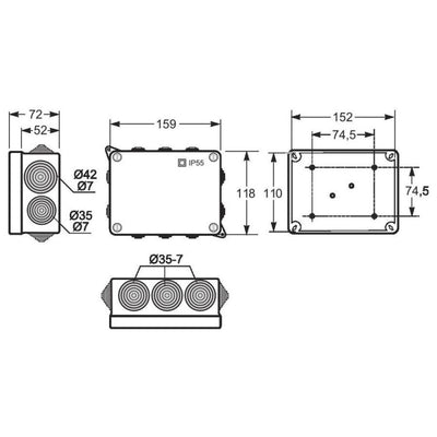 Caja Estanca con Conos 153X110X63 FAMATEL