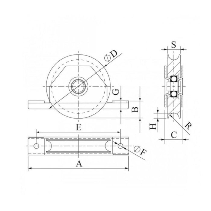 Polea para Puerta Corredera para Encastrar 80mm R-20 ROANDI
