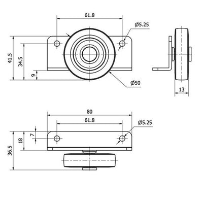 Rueda Cama Nido 50mm. 60Kg 1-0775 ALEX