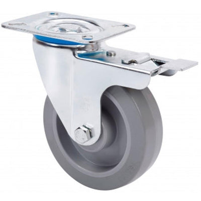 Rueda Goma Gris Freno 125mm 225Kg 2-3768 ALEX