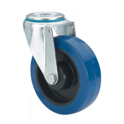 Rueda Goma Azul Pasahilos Giratoria 2-4460 125mm