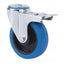 Rueda Goma Azul Pasahilos Giratoria con Freno 2-4461 125mm