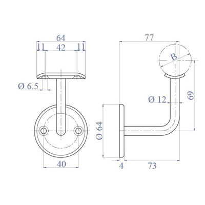 Soporte Pasamanos Pared 42,4mm. E0223 IAM Design