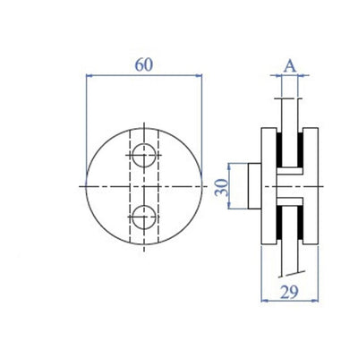 Soporte Circular Doble de 60mm para Vidrio de 8mm E00840 IAM Design