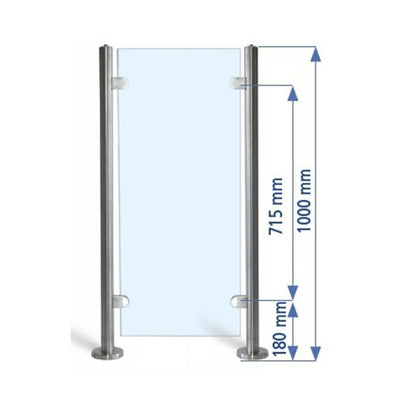 Poste 1000mmX42,4 + 2 Pinzas Vidrio 8 Y 10mm. EC24202P IAM Design