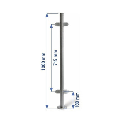 Poste 1000mmX42,4 + 2+2 Pinzas Vidrio 8 Y 10mm. EC24204P IAM Design