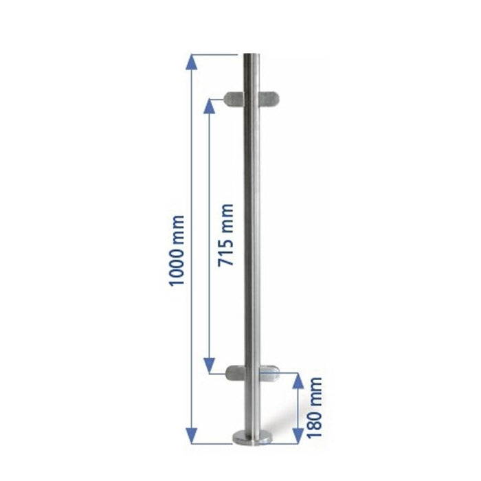 Poste 1000mmX42,4 + 2+2 Pinzas Vidrio 8 Y 10mm. EC24204P IAM Design