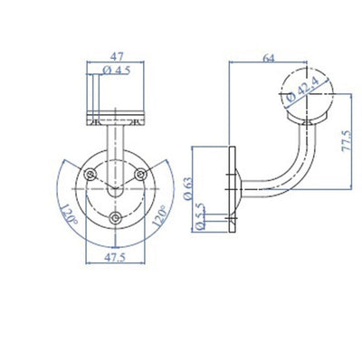Soporte Pasamanos Pared Curvo 42,4mm. E459 IAM Design
