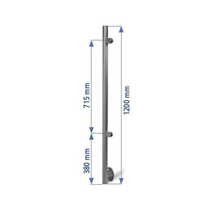Poste 1200X42,4 + 2 Pinzas Vidrio Mano Derecha ED24202PDX IAM Design