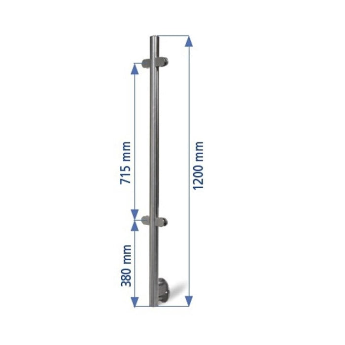 Poste 1200mmX42,4 + 4 Pinzas Vidrio ED24204P IAM Design