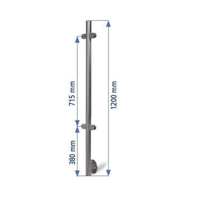 Poste 1200mmX42,4 + 4 Pinzas Vidrio ED24204P IAM Design
