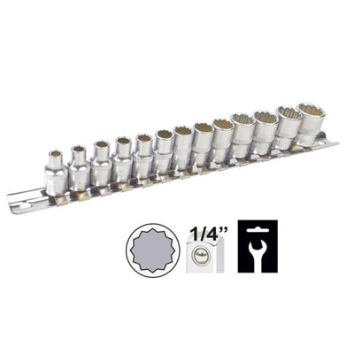 Juego Vasos 1/4" 12 Cantos 13 Piezas JBM