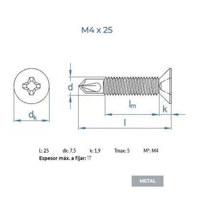 TORNILLO PVC 4X25 ZINCADO PH2