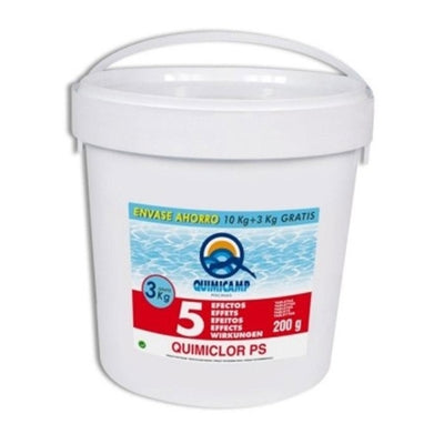 Cloro para Piscina de 5 Acciones 10kg + 3 kg Gratis - Tabletas de 200gr.