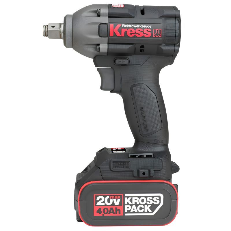 Llave de Impacto Kress KUB30.2 Brushless 20 V 300 Nm 1/2" con 2 Baterías 4 Ah, Cargador y Maletín