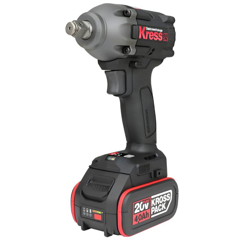 Llave de Impacto Kress KUB30.2 Brushless 20 V 300 Nm 1/2" con 2 Baterías 4 Ah, Cargador y Maletín
