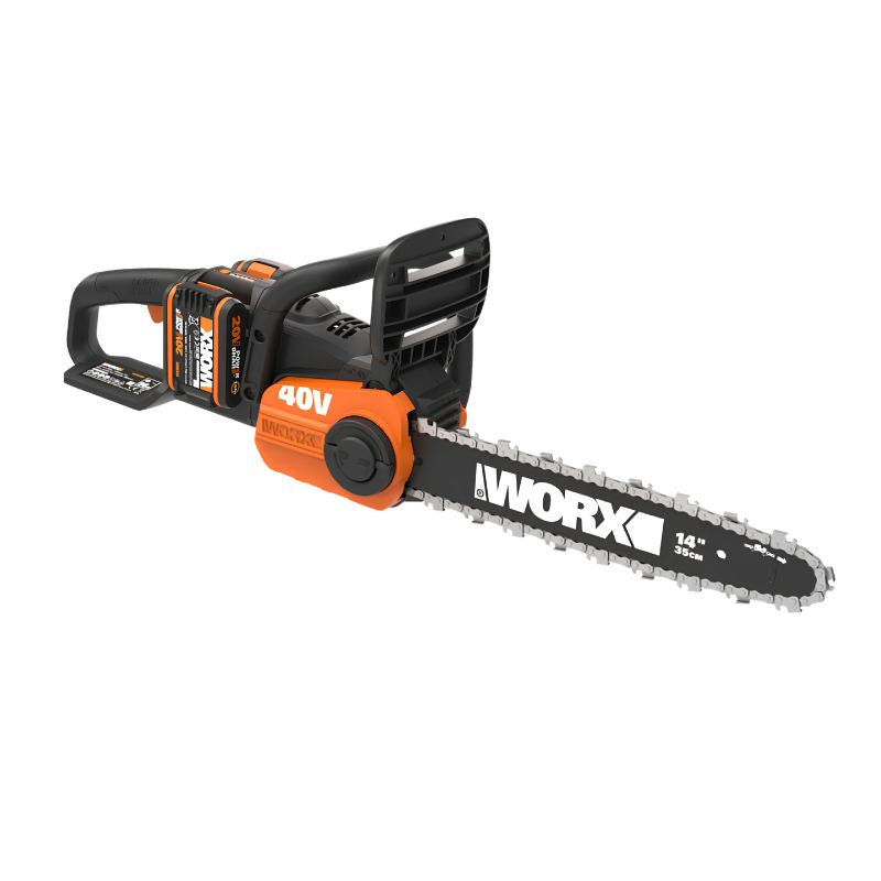 Motosierra a batería WORX WG384E 40 V 35 cm Brushless con 2 baterías y cargador