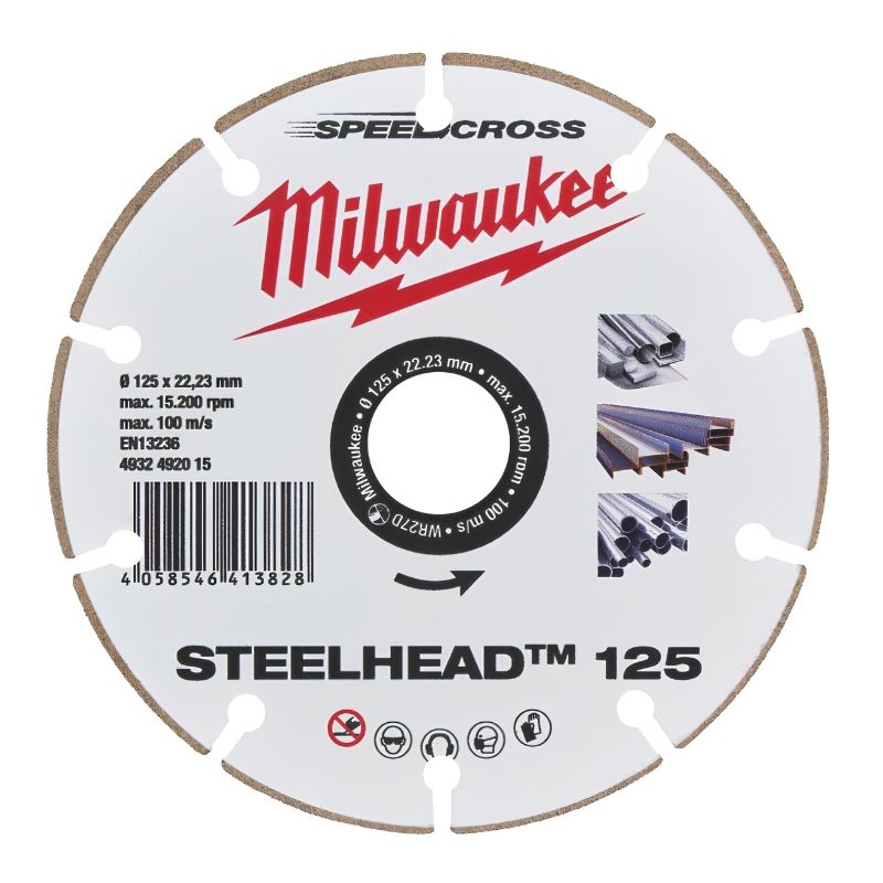 Disco Diamantado Milwaukee Speedcross STEELHEAD™ 125 mm para Acero, Inox y Hormigón Armado - Ref. 4932492015