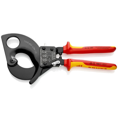 Cortacables de carraca KNIPEX 95 36 280 VDE 280 mm para cobre y aluminio hasta Ø 52 mm / 380 mm²