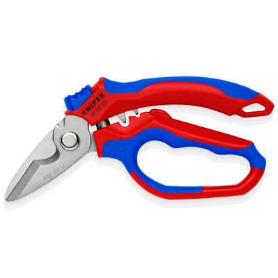Tijeras de electricista acodadas KNIPEX 95 05 20 SB con crimpado para punteras