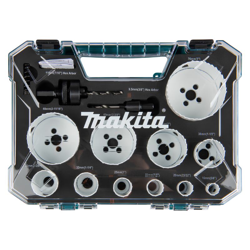 Estuche de sierras de corona bimetálicas Makita D-82959 14 piezas 16-76 mm