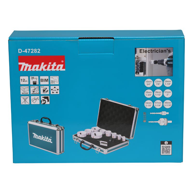 Juego de sierras de corona bimetálicas Makita D-47282 12 piezas 19-68 mm