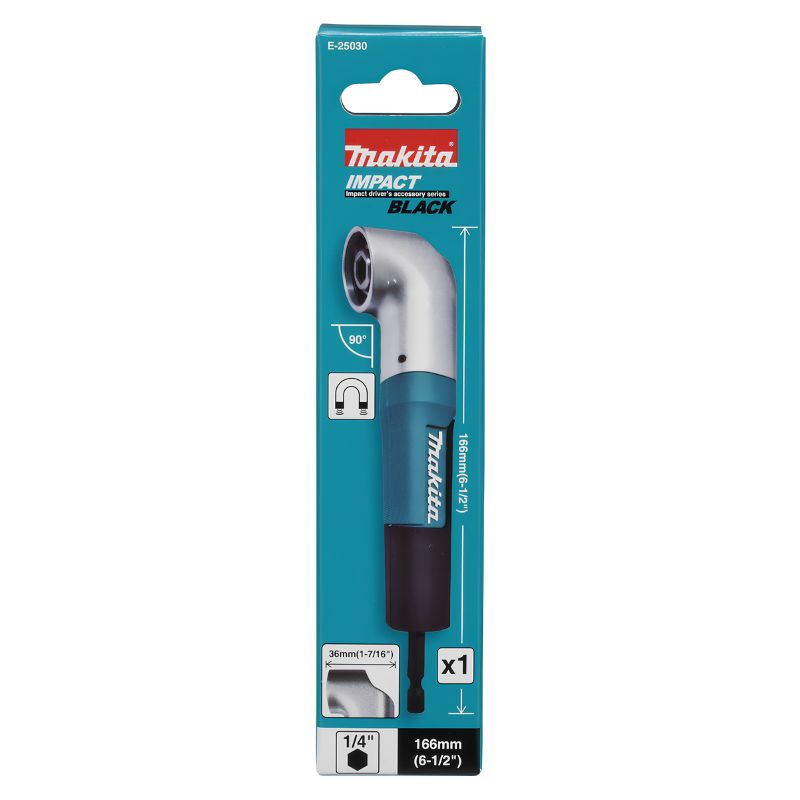Adaptador en ángulo recto Makita Impact Black E-25030 1/4" magnético 166 mm