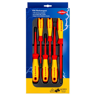 Juego de destornilladores VDE KNIPEX 00 20 12 V02 plano y Phillips - 6 piezas