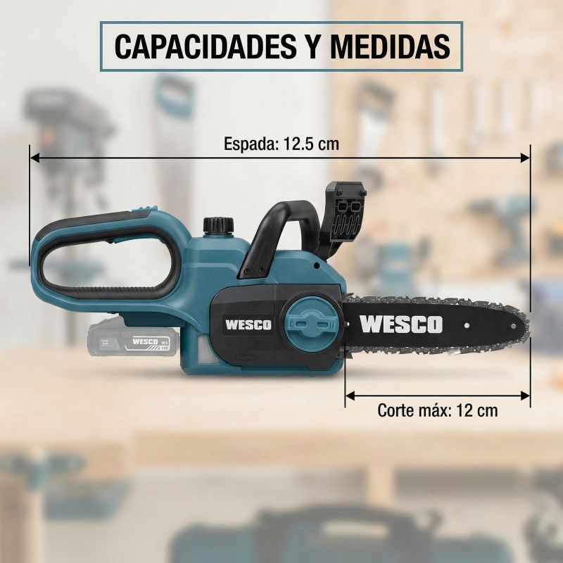 Motosierra a Batería Wesco WS8304.9 18 V 25 cm&nbsp;