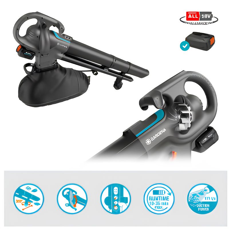 Soplador Aspirador de Batería GARDENA PowerJet Collect 18V P4A Set 4,0 Ah - Ref. 14895-20