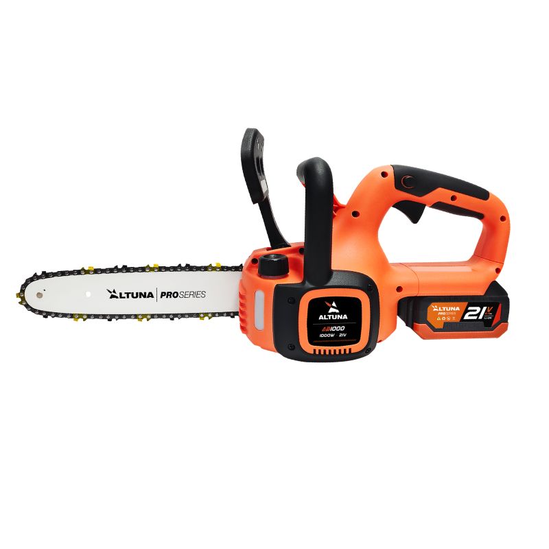 Motosierra a batería profesional ALTUNA AB1000 21 V 5 Ah 1000 W Brushless con 2 espadas