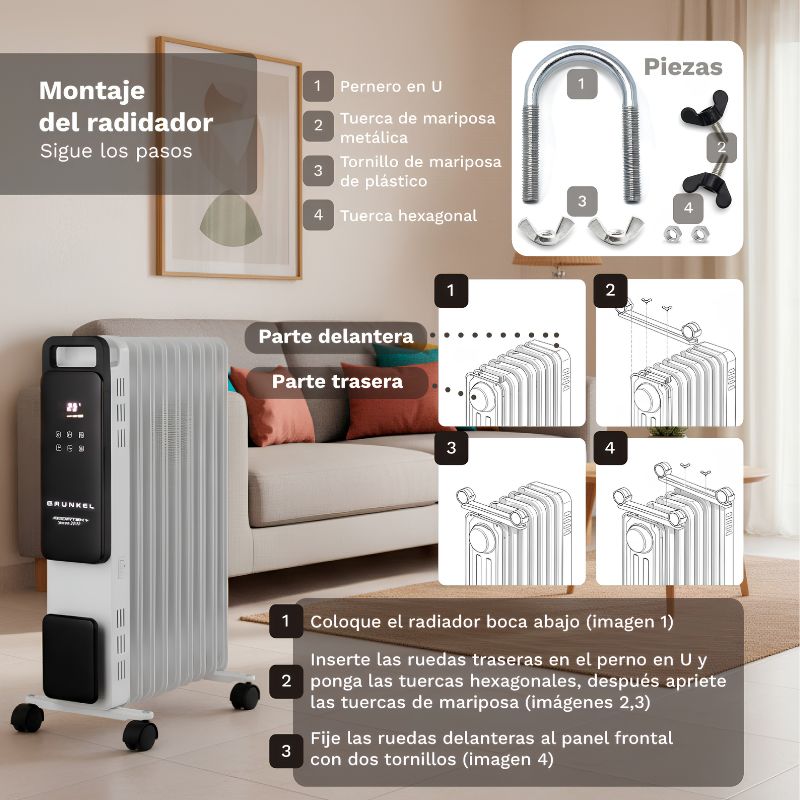Radiador de Aceite Digital Grunkel RD-2500PRO 2500 W WiFi, App y Programador 24 h