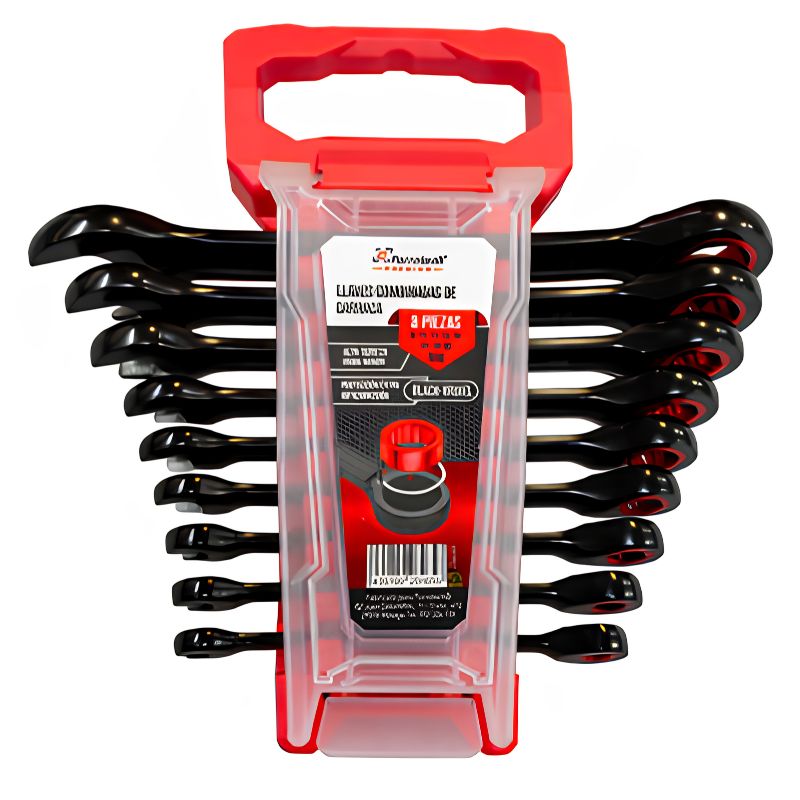 Juego 8 llaves Combinadas con Carraca 8-22mm Cromo Vanadio Ferrotech - 28465