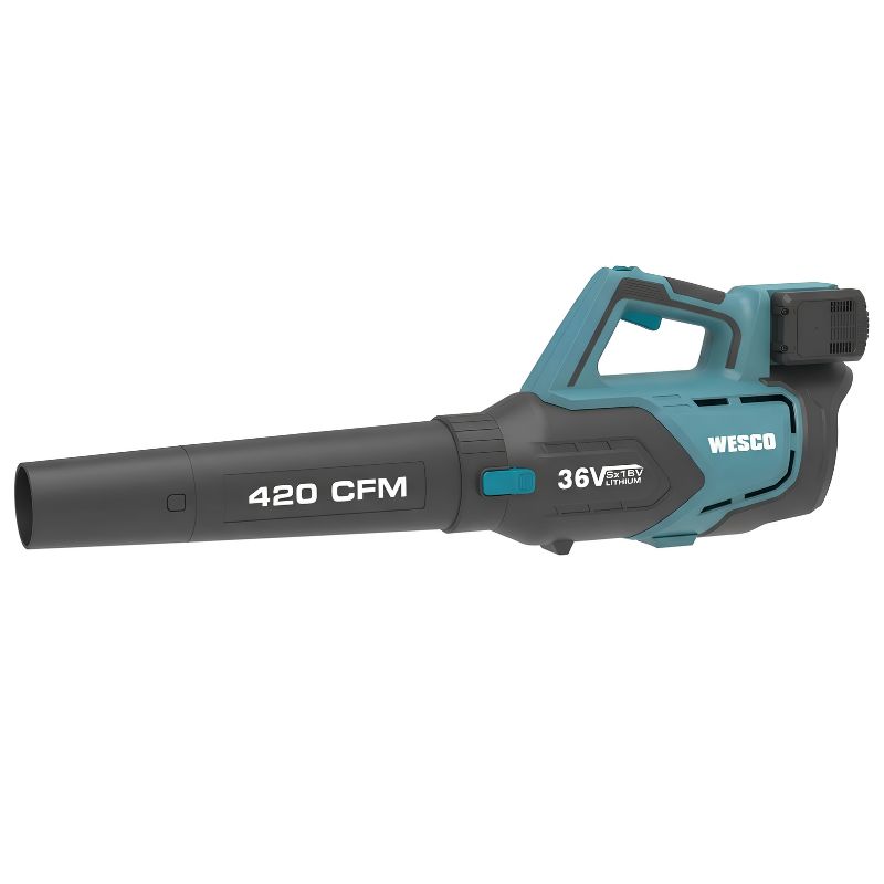 Soplador a Batería WESCO WS8512 2 x 18 V 714 m³/h con 2 Baterías 2,0 Ah y Cargador Doble