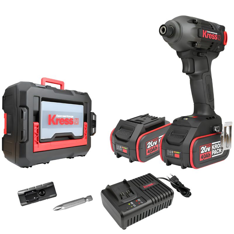 Atornillador de Impacto Brushless Kress KUB60.2 20 V 4,0 Ah 230 Nm con 2 Baterías y Maletín