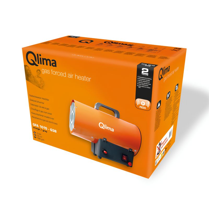 Cañón de Aire Forzado a Gas Qlima GFA 1015-G38 15 kW con 2 Reguladores