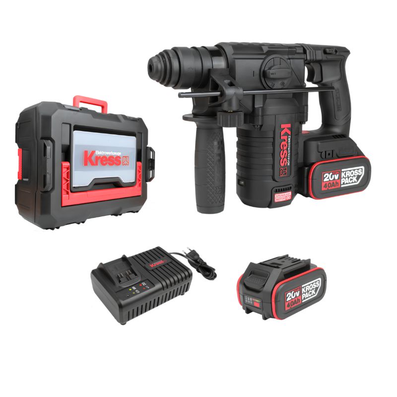 Martillo perforador a batería Kress KUC61.2 Brushless 20V Max SDS+ 2,2 J con 2 baterías 4,0 Ah