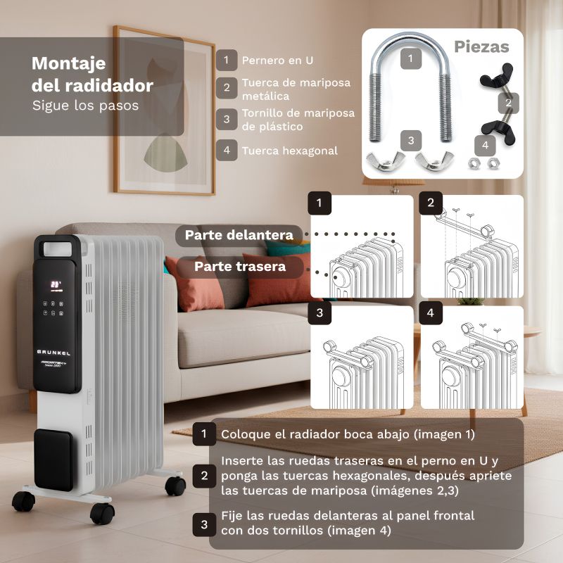 Radiador de Aceite Digital GRUNKEL RD-2000PRO 2000 W WiFi, App y Temporizador 24 h