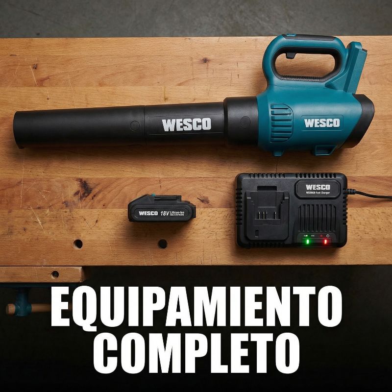 Soplador a Batería WESCO WS8517.2 18 V 2,0 Ah con Batería y Cargador