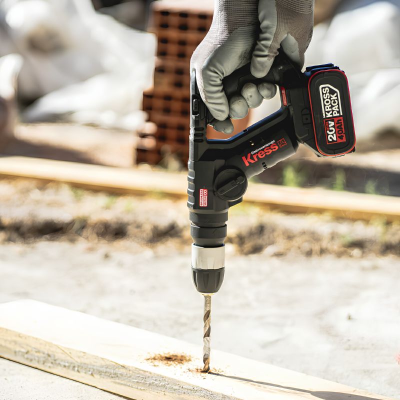 Martillo Perforador Brushless Kress KUC50.2 20 V 4,0 Ah 2 Baterías SDS-Plus 1,7 J