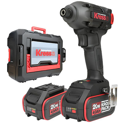 Atornillador de Impacto Brushless Kress KUB60.2 20 V 4,0 Ah 230 Nm con 2 Baterías y Maletín