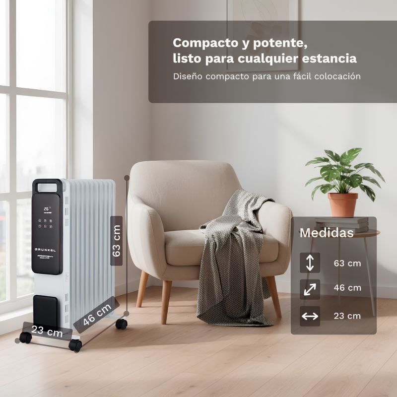 Radiador de Aceite Digital Grunkel RD-2500PRO 2500 W WiFi, App y Programador 24 h