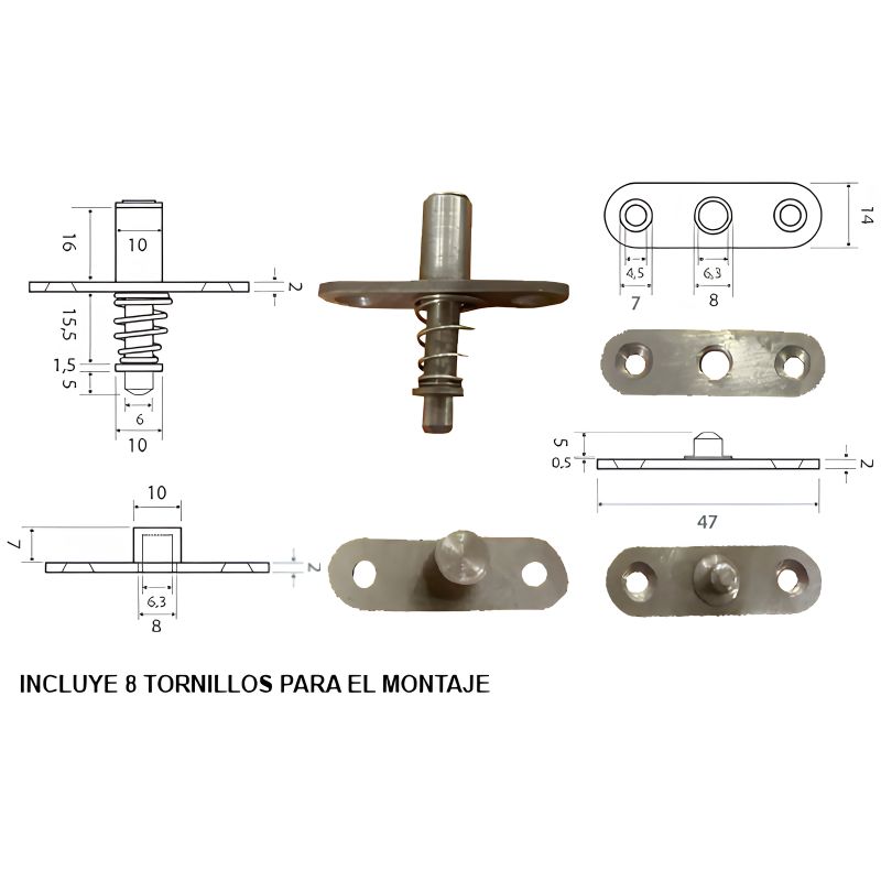 Set de Herrajes para Lamas Pivotantes Níquel Satinado N05 - 28466