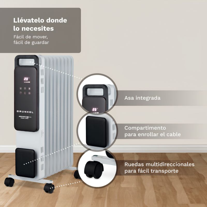 Radiador de Aceite Digital GRUNKEL RD-2000PRO 2000 W WiFi, App y Temporizador 24 h