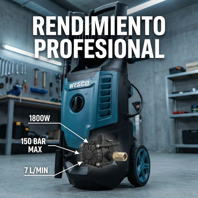 Hidrolimpiadora WESCO WS8675 1800 W 100/150 bar 420 l/h con manguera de 8 m
